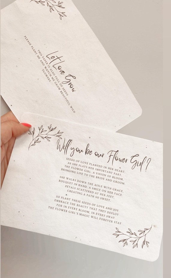 Flower Girl Proposal Poem with Flower Seeds Gift set Planter Rustic and Unique Personalised