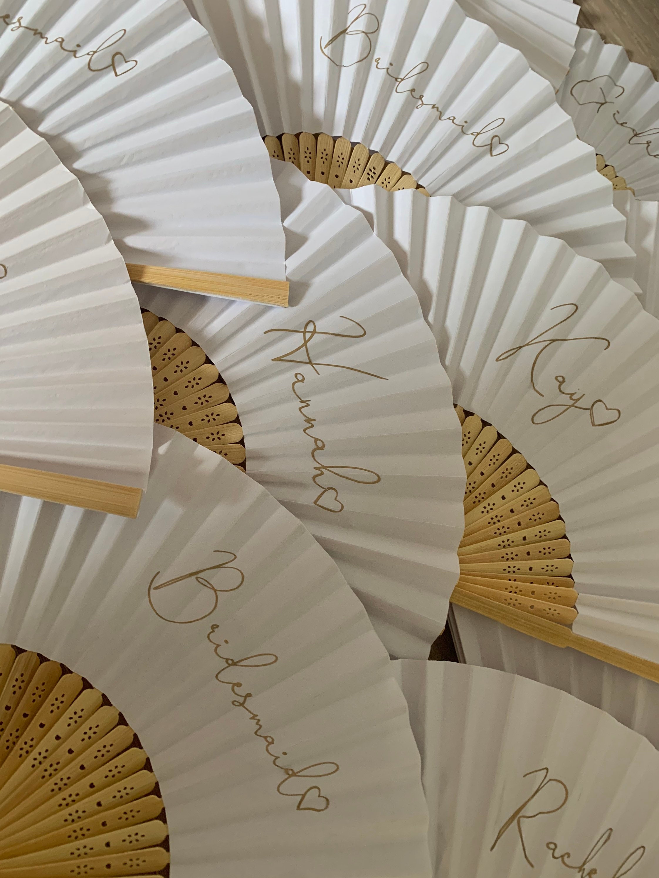 Paper and Bamboo Personalised Hand Fan White Wedding Hen Party Etsy