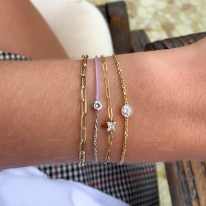 Ava Paper Clip Chain Bracelet, Gold Paperclip Bracelet, Gold Link Chain Bracelet, Stacking Bracelet, Gift For Her, Minimalist Bracelet