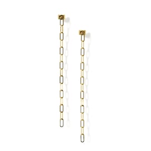 Ava Paper Clip Chain Earrings | Long Minimalist Earrings | 14K Gold Earrings | Drop Gold Earrings | Paper Clip Earrings | Gold Paper Clip
