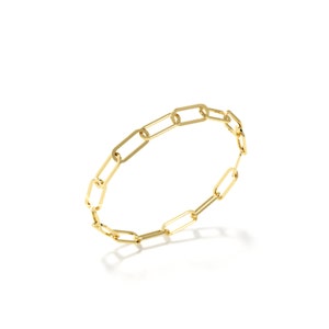 Skinny Paperclip Chain Ring in Gold | Paper Clip Chain Link Ring | Dainty Gold Chain Ring | Minimalist Ring | Solid Gold Chain Ring