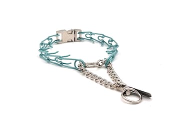 1.5mm Buckle Series Seafoam Green Colored Micro Prong Collar and Swivel Leash Attachment