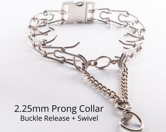 2.25mm Prong Collar for Medium Dogs, Stainless Steel Training Collar with Buckle Release