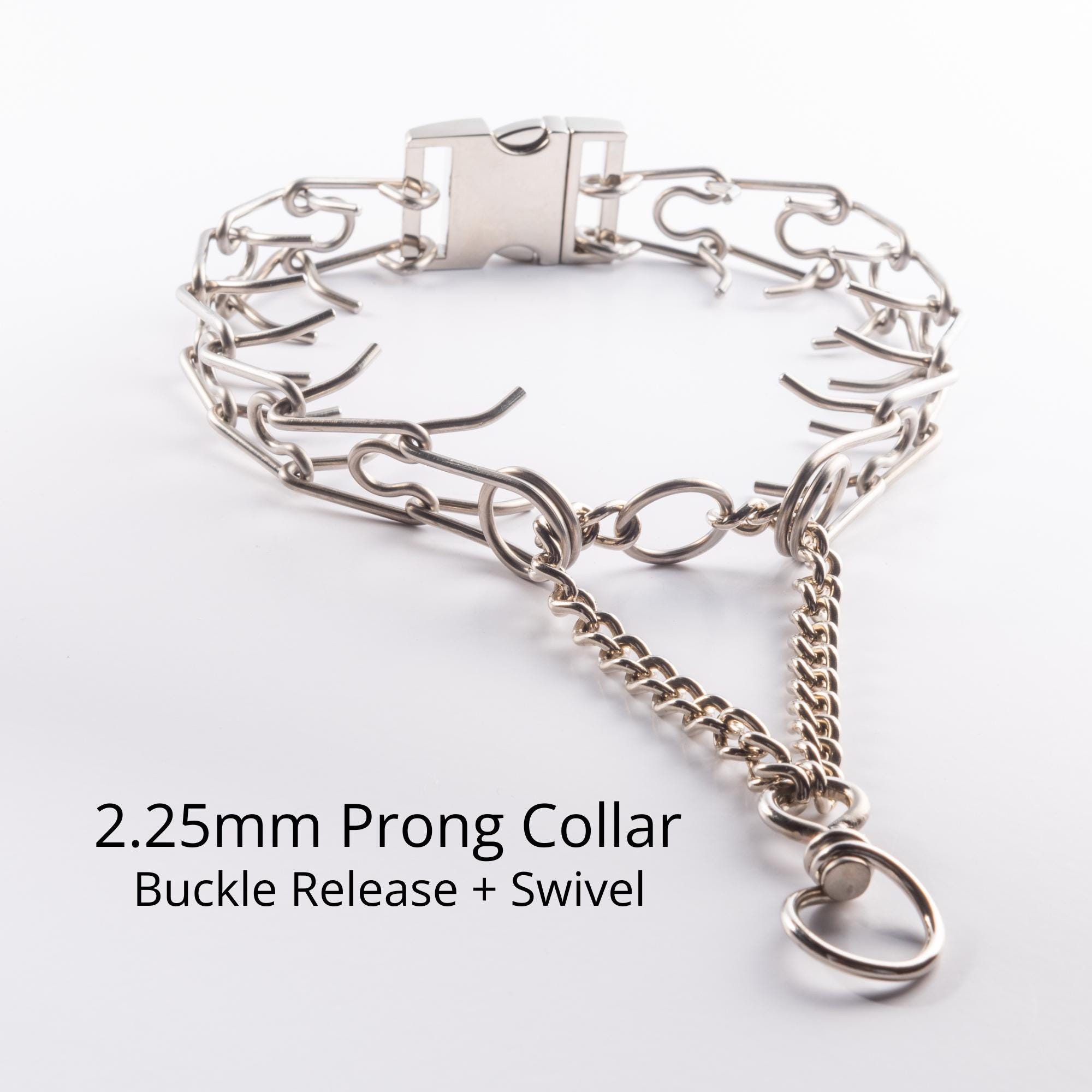 2.25mm Prong Collar for Medium Dogs, Stainless Steel Training Collar with Buckle Release