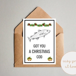Printable Christmas Card Funny Message Gift For Him Fish Pun Meme Present For Boyfriend Instant Digital Download Greeting Card Humor