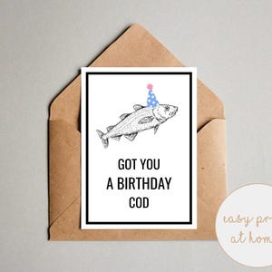 Printable Birthday Card Funny Message Gift For Husband Fish Pun Meme Present For Boyfriend Instant Digital Download Greeting Card Humor