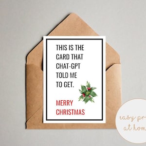 Printable Christmas Card Funny Generative AI Message For Husband AI Meme Holiday Present For Boyfriend Instant Digital Download Holiday Card