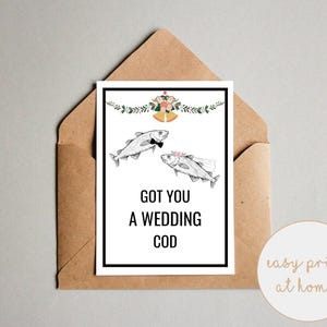 Printable Wedding Card Funny Message Gift For Couple Fish Pun Meme Present For Newlyweds Instant Digital Download Greeting Card Humor