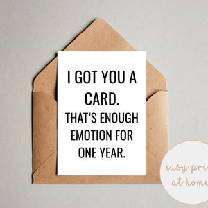 Tarjeta divertida del Día del Padre (descarga digital) / Te tengo una tarjeta con suficiente emoción / Tarjeta imprimible para papá / Solo texto / Descarga instantánea