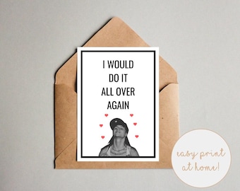 印刷可能な記念日カード、夫への面白いメッセージギフト、後悔なしのミーム、彼氏へのプレゼント、すぐにデジタルダウンロードできるグリーティングカードのユーモア