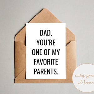 Lustige Vatertagskarte Digitaler Download | Du bist eine meiner Lieblingseltern | Druckbare Karte | Nur Text Dad Karte | Minimalistischer Download