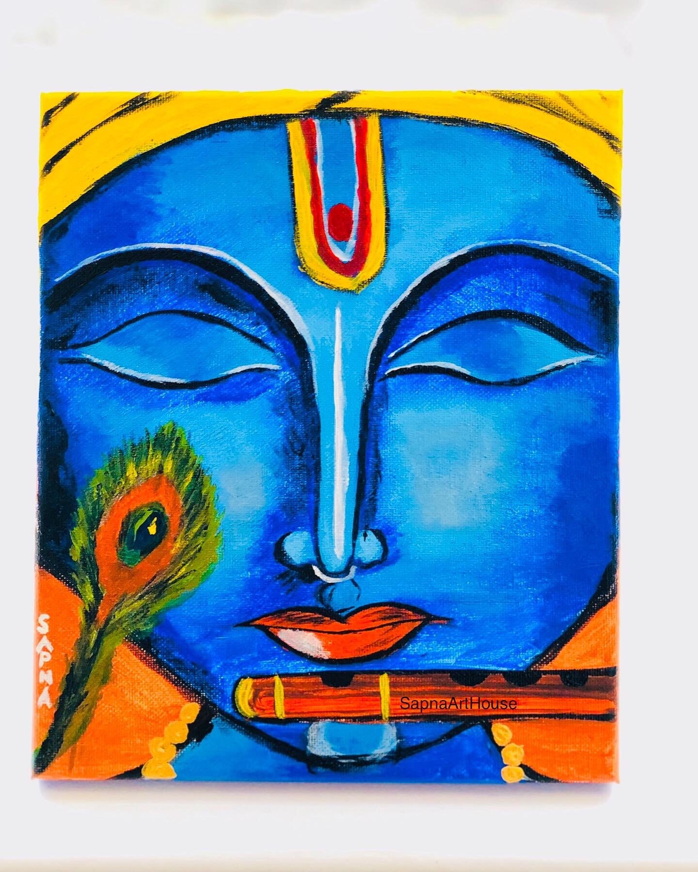 Krishna Painting Indian Painting Hindu God Indian Wall Etsy