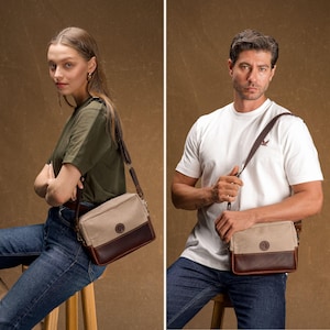 Riñonera de lona encerada / Bolso bandolera unisex hecho a mano / Bolso bandolera pequeño con forma de concha para uso diario / Riñonera con correa ajustable