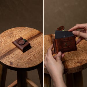 Portafoglio in pelle pop-up / Porta carte in pelle pieno fiore fatto a mano / Portafoglio unisex sottile / Porta carte ad alta capacità / Portafoglio con minimo introito