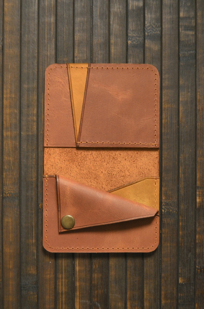 Minimalist Practical Card Holder, Handmade Genuine Leather Wallet, Personalized Slim Cardholder, Minimalist Design Engraved Coin Wallet image 1