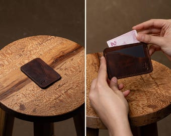 Handmade Full Grain Leather Card Holder | Minimalist Wallet