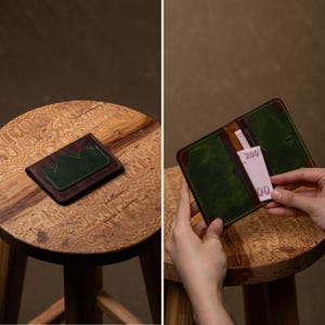 Portefeuille pliable en cuir | Porte-cartes fait main en cuir pleine fleur | portefeuille minimaliste pour homme et femme | Portefeuille compact en cuir rustique