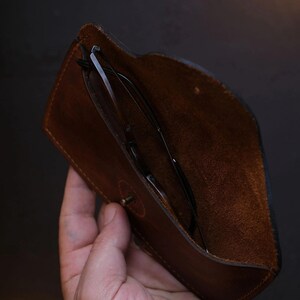 Handmade Leather Glasses Case | Full Grain Calfskin Eyeglass Pouch image 6