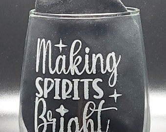 Making Spirits Bright Stemless Wine Glass