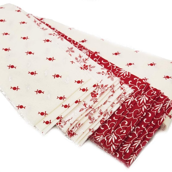 Traditional Red and White 17 Piece Cotton Strip Roll