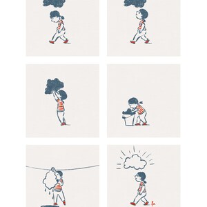 Cloud Wash. Illustriert von Friederike Ablang. Gedruckt und signiert. DIN A4 Aquarellpapier.