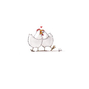 Coccole di pollo. Illustrato da Friederike Ablang. Stampato e firmato. 12 x 12cm su carta da acquerello DIN A4.