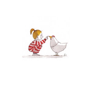 Chicken and Child Boop. Illustrated by Friederike Ablang. Printed and signed. 12 x 12cm on DIN A4 watercolour paper.