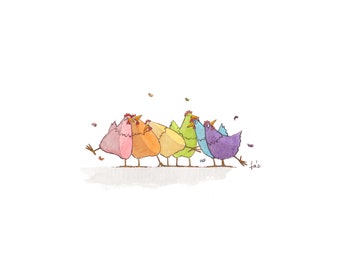 Chicken Pride Fine Art Print: Signed Rainbow Farm Illustration