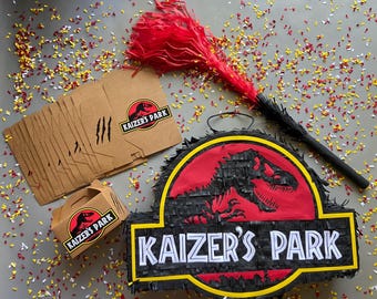 Jurassic Park Piñata Dinosaur Birthday Party Decoration, Dinosaur Piñata for Kids, Jurassic Theme Party, Handmade Piñata, Party Favor