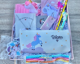 Unicorn Surprise Gift Box. Unicorn Jewelry Gift Set. Unicorn Care Package For Kids. Birthday Gift for Girls.