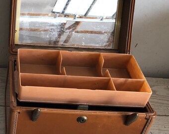 Vintage Samsonite Brown Train Case With Tray Samsonite Carry On Brown Luggage Brown Traincase Make Up Bag Craft Storage Doll Case