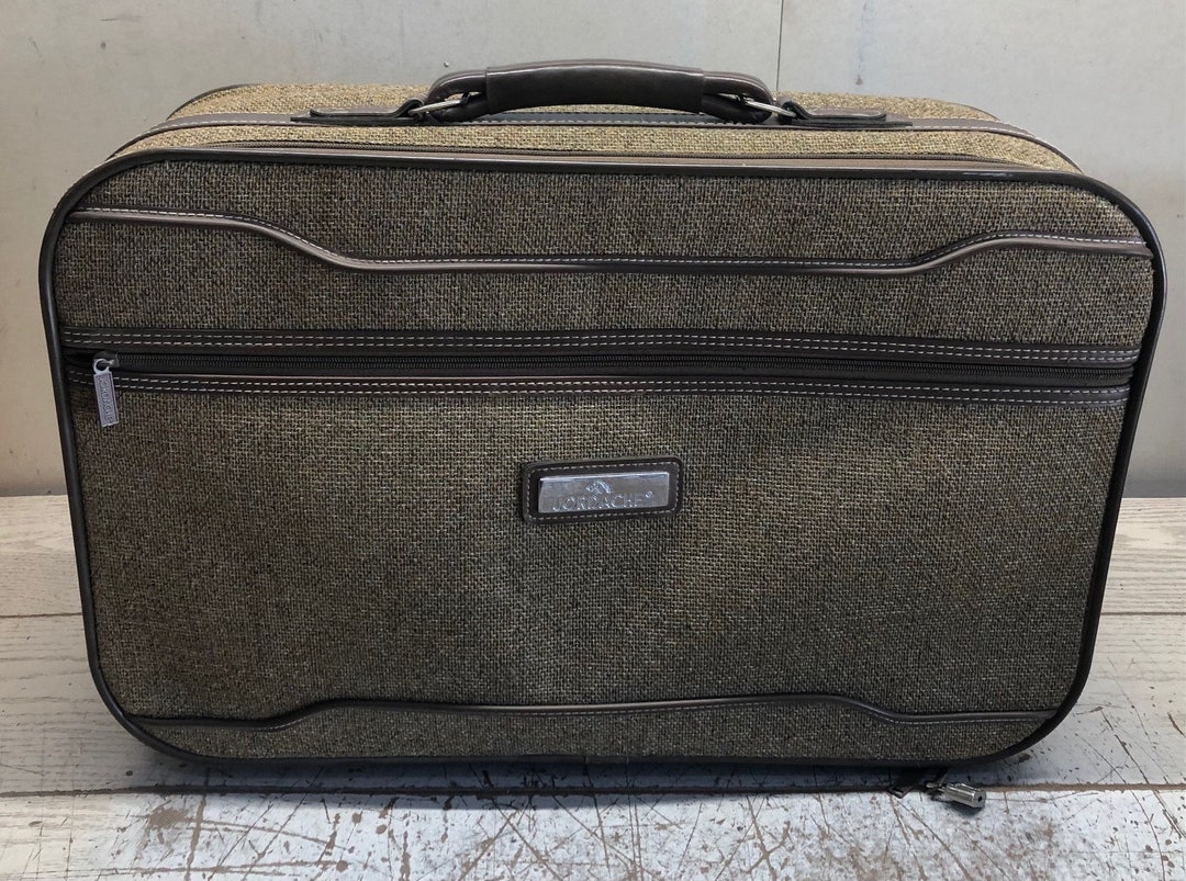 Vintage Luggage Jordache 22 Brown Tweed Suitcase Etsy Canada