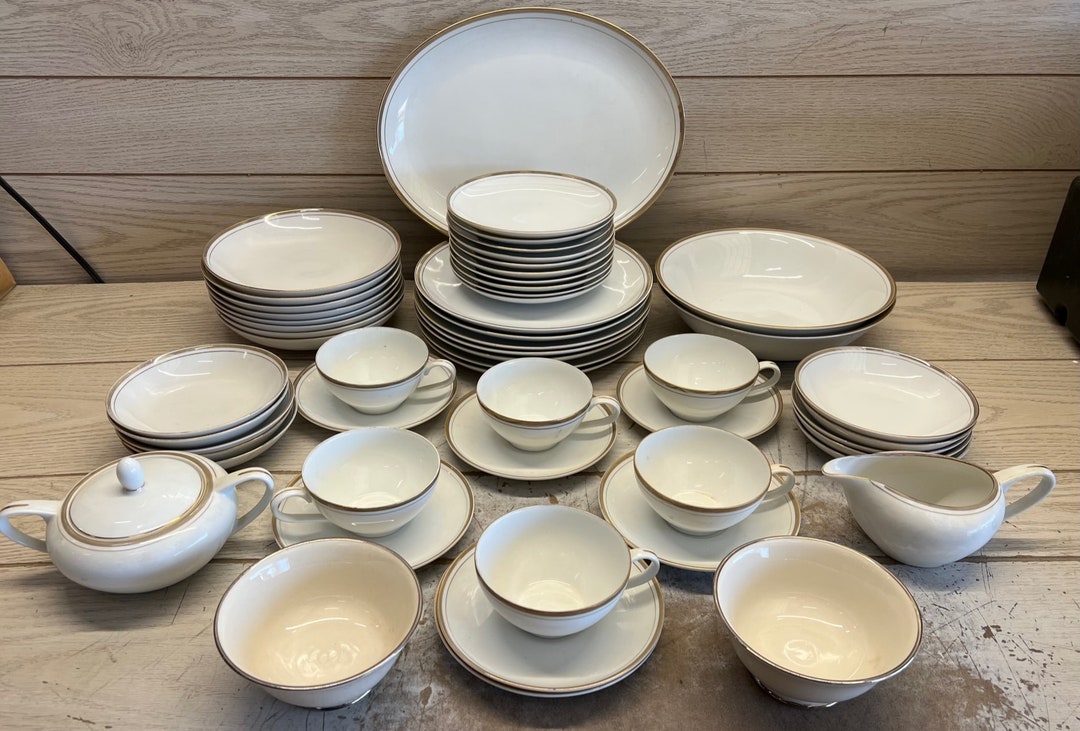 49pc Royalton China Translucent Porcelain Golden Elegance Dinner Lunch