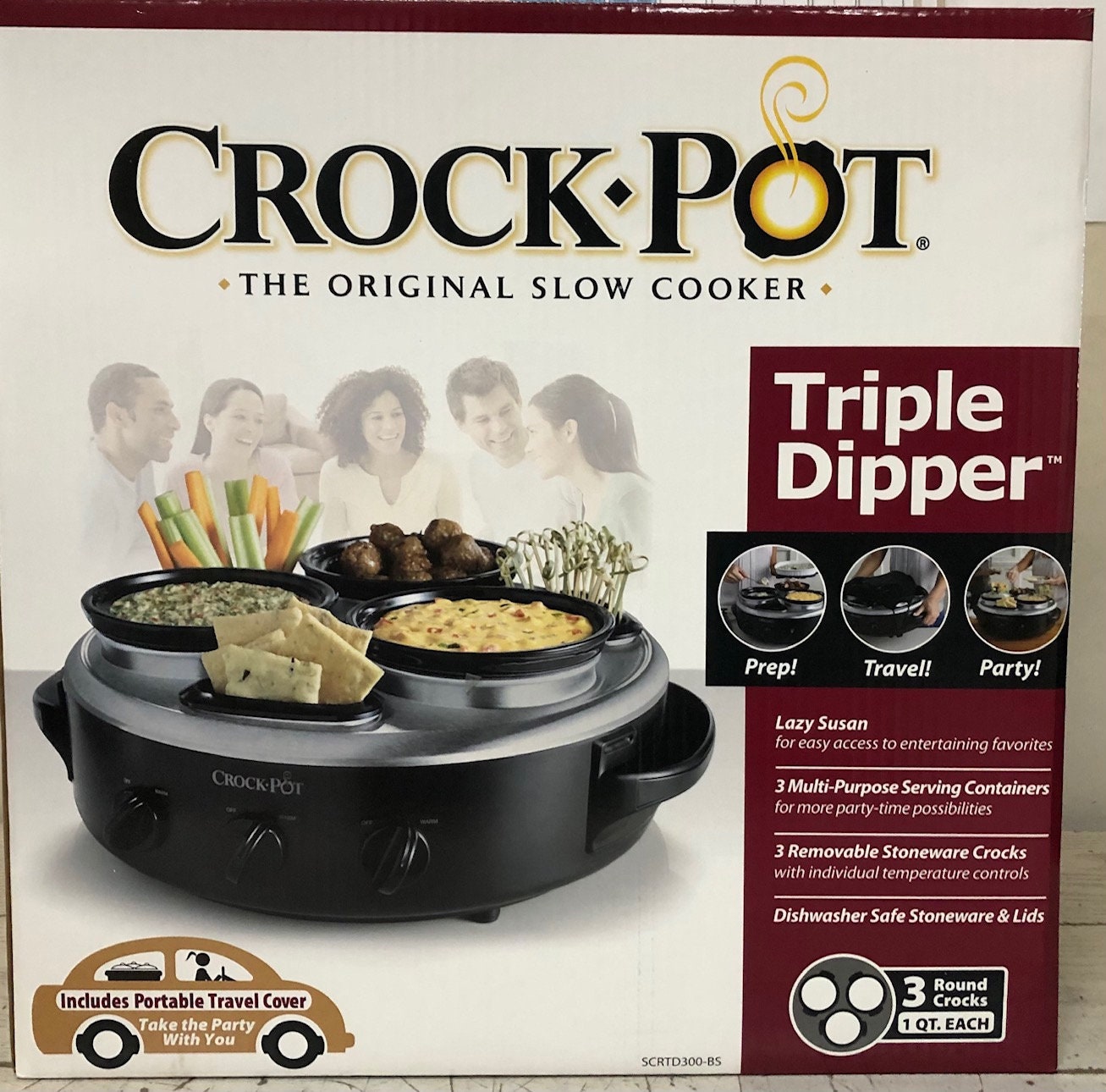 Crockpot Trio 16oz Little Triple Dipper Slow Cooker SCRMTD307-DK