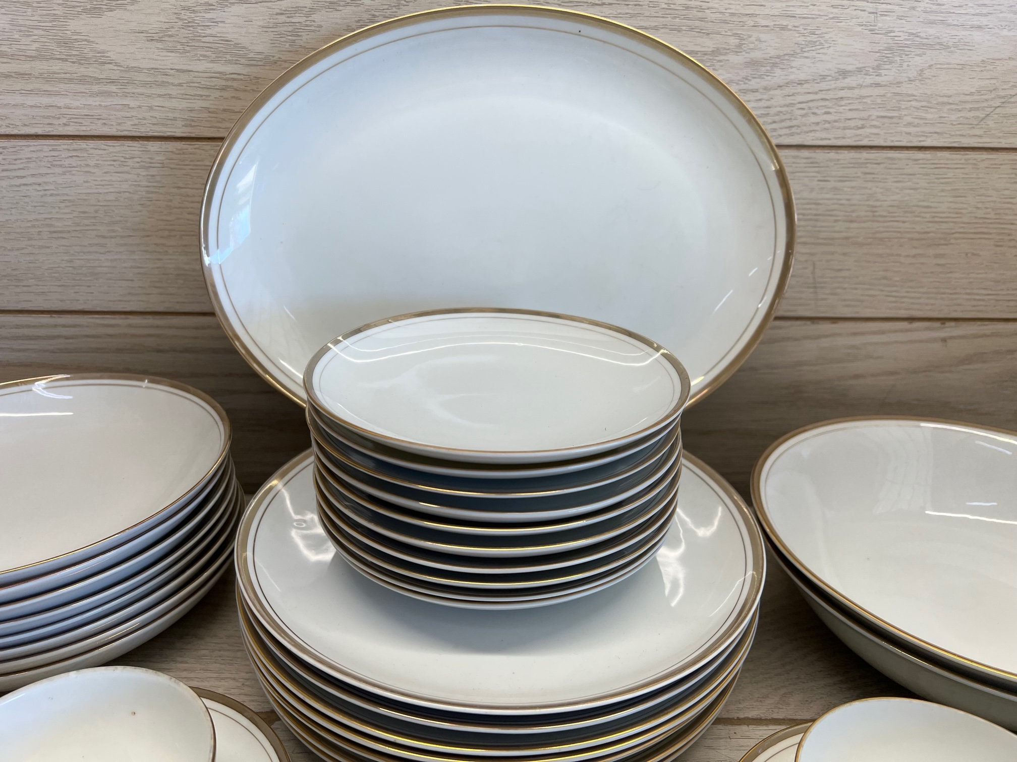 49pc Royalton China Translucent Porcelain Golden Elegance Dinner Lunch ...