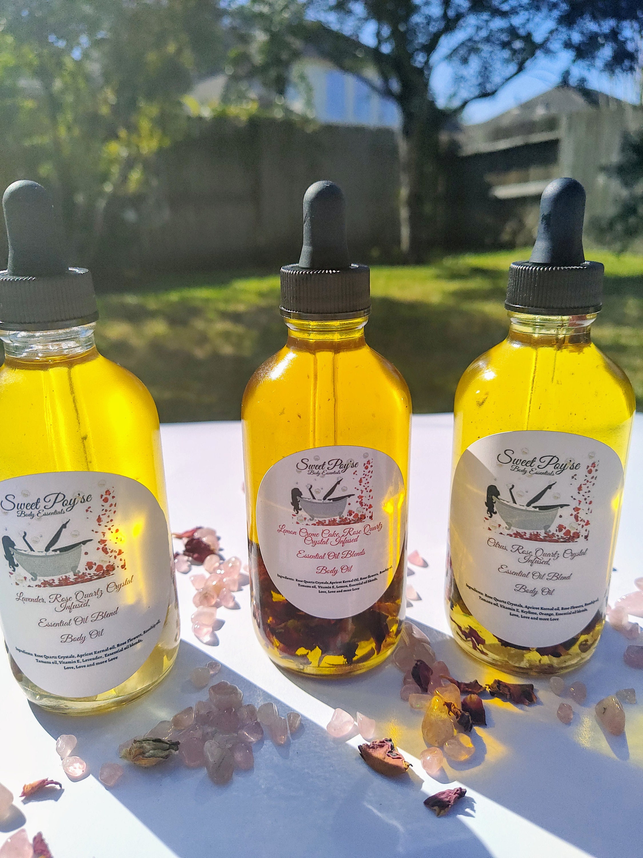 Rose Quartz Crystal Infused Essential Oil Blend Body Oil Etsy