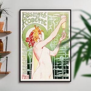 Absinthe Poster Vintage Robette Drink Advertisement, Retro French Poster, Home Decor, Kitchen Wall Art