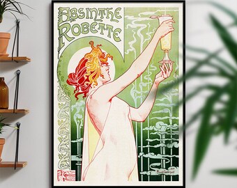 Absinth Poster Vintage Robette Drink Werbung, Retro Französisches Poster, Wohnkultur, Küche Wandkunst