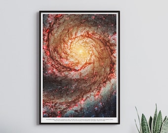 Space Poster, The Whirpool Galaxy NASA Astronomy Image, Hubble Telescope Image of the Milky Way, Scientific Wall Art Poster