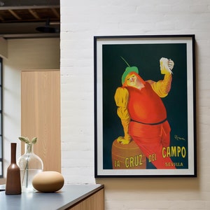 Vintage Cruz del Campo Beer Ad - Leonetto Cappiello Poster | Art Nouveau Sevilla Drink Advertisement Print for Home Decor & Wall Art