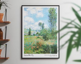 Impression d'art Monet, affiche d'exposition vintage, vue Claude Monet de Vétheuil, peinture de paysage impressionniste, paysage français, décoration d'intérieur