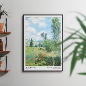 Monet Art Print, Vintage Exhibition Poster, Claude Monet View of Vétheuil, Impressionist Landscape Painting, French Landscape, Home Decor