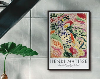 Matisse-tryck La Japonaise Kvinna vid vattnet, berömd impressionistisk målning, abstrakt franskt landskap, modern väggkonst från mitten av århundradet