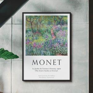 Monet Art Print The Artist&#39;s Garden Giverny, Claude Monet Exhibition Poster Impressionist Landscape Painting Modern Decor Printed Wall Art