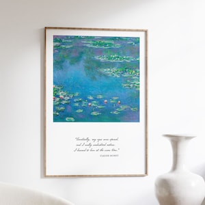 Póster personalizado con cita inspiradora, nenúfares de Claude Monet, póster con cita de amor, pintura de paisaje impresionista, decoración del hogar, arte de pared