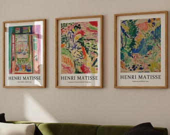 Matisse Set of 3 Art Posters, Matisse Set of Prints, Open Window, Landscape at Collioure, La Japonaise, Exhibition Posters, Home Decor