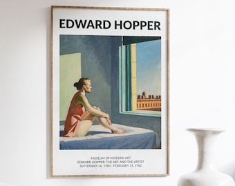 Edward Hopper Morning Sun Exhibition Poster - Classic Art Print for Home Decor, Iconic American Painter Reproduction, Moody Painting