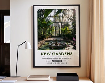 Kew Gardens Botanical Art Print - London Poster - Ideal for Home or Office Décor - Art Nouveau Inspired Wall Art Print