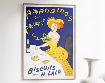 Affiche Leonetto Cappiello, impression publicitaire italienne vintage des Amandines de Provence, affiche de cuisine Art nouveau, décoration d'intérieur rétro, art mural