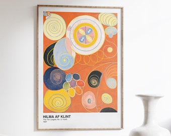 Hilma Klint Print, Exhibition Poster, Abstract Spiritual Painting, The Ten Largest Series, Paintings for the Temple, Scandinavian Home Decor